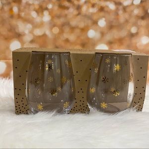 Christmas Design Snowflake Stemless Wine Glasses